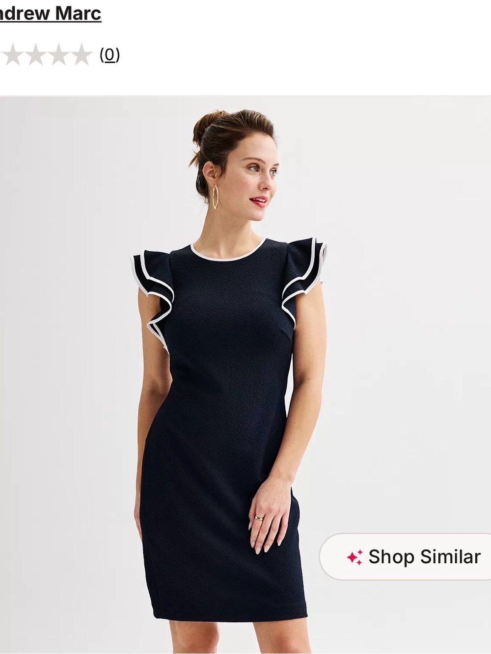 Andrew Marc Navy Dress with White-Trim Ruffle Sleeves
